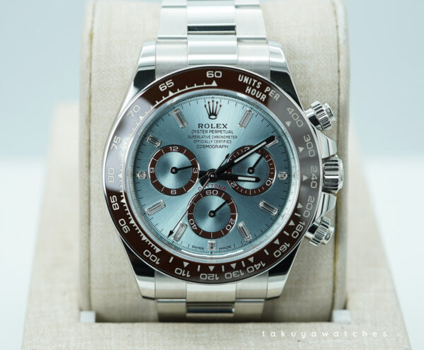 Rolex 126506 DAYTONA PLATINUM ICE BLUE BAGUETTE DIAL NEW MODEL 2024 WARRANTY FULL SET