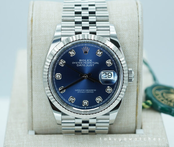 BRAND NEW Rolex 126234 DATEJUST 36 FLUTED BEZEL BLUE DIAMOND DIAL JUBILEE BAND 2025 FULL SET