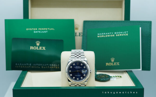 BRAND NEW Rolex 126234 DATEJUST 36 FLUTED BEZEL BLUE DIAMOND DIAL JUBILEE BAND 2025 FULL SET - Image 2