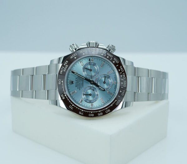 Rolex 116506 DAYTONA PLATINUM BAGUETTE DIAMOND ICE BLUE DIAL 2023 WARRANTY FULL SET - Image 10