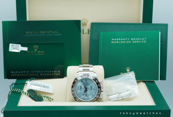 Rolex 116506 DAYTONA PLATINUM BAGUETTE DIAMOND ICE BLUE DIAL 2023 WARRANTY FULL SET - Image 2