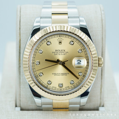 Rolex 116333 DATEJUST 41MM YELLOW GOLD STEEL CHAMPAGNE DIAMOND DIAL FULL SET