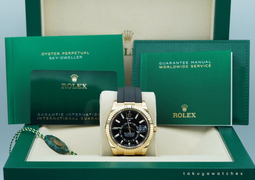 Bonboun.❁⃘*.゜♪ Rolex 336238 SKY-DWELLER YELLOW GOLD BLACK DIAL OYSTERFLEX