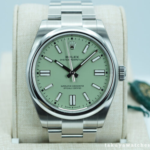 BRAND NEW Rolex 134300 OYSTER PERPETUAL 41 PISTACHIO DIAL 2025 STICKERS FULL SET