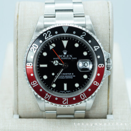 Rolex 16710 GMT MASTER 2 COKE BEZEL F SERIAL 2005 NO HOLES CASE BOXES PAPER