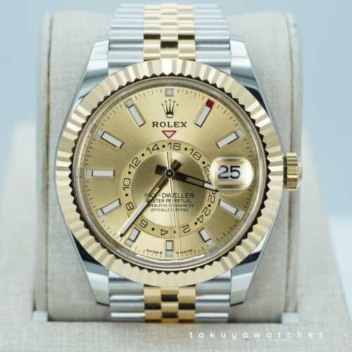 Rolex 336933 SKY-DWELLER YELLOW GOLD STEEL CHAMPAGNE DIAL JUBILEE 2024 WARRANTY FULL SET