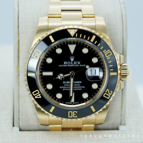 Rolex 116618LN SUBMARINER 18K YELLOW GOLD BLACK BEZEL BLACK DIAL 2018 FULL SET