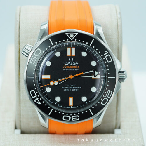 BRAND NEW Omega SEAMASTER DIVER 300M STEEL BLACK BEZEL ORANGE STRAP 2025 FULL SET