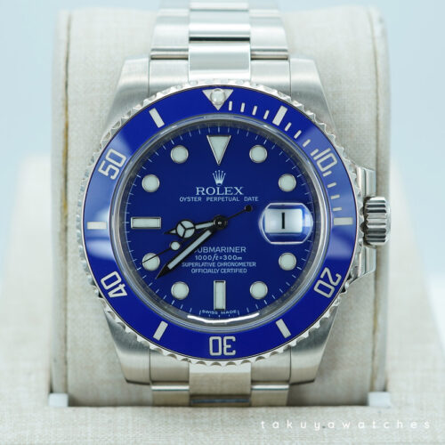 Rolex 116619LB SUBMARINER 18K WHITE GOLD BLUE DIAL SMURF RSC SERVICED FULL SET