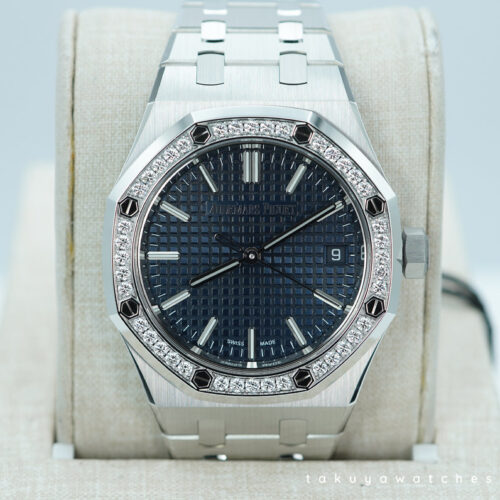 BRAND NEW Audemars PIGUET ROYAL OAK 15551ST BLUE DIAL DIAMOND BEZEL 2025 FULL SET