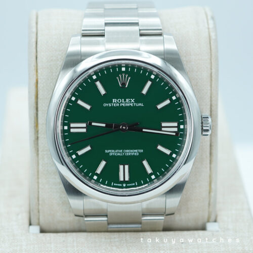 Rolex 124300 OYSTER PERPETUAL 41 GREEN DIAL 2020 BOXES PAPER