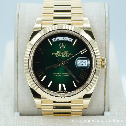 BRAND NEW Rolex 228238 DAY DATE 40 18K YELLOW GOLD GREEN OMBRE DIAL 2025 FULL SET