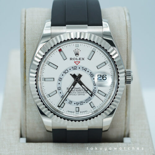 Rolex 336239 SKY-DWELLER 18K WHITE GOLD WHITE DIAL OYSTERFLEX 2025 WARRANTY FULL SET