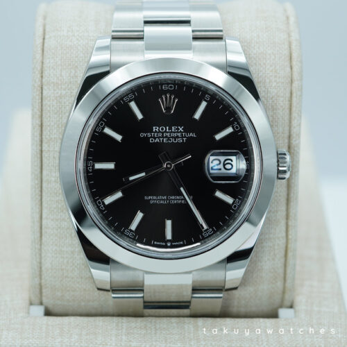 Rolex 126300 DATEJUST 41 BLACK STICK DIAL OYSTER BAND 2025 WARRANTY FULL SET