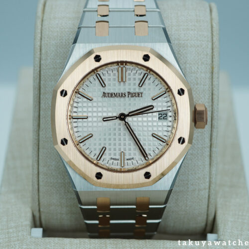 Audemars PIGUET ROYAL OAK 15550SR 18K ROSE GOLD STEEL WHITE DIAL 2024 WARRANTY FULL SET