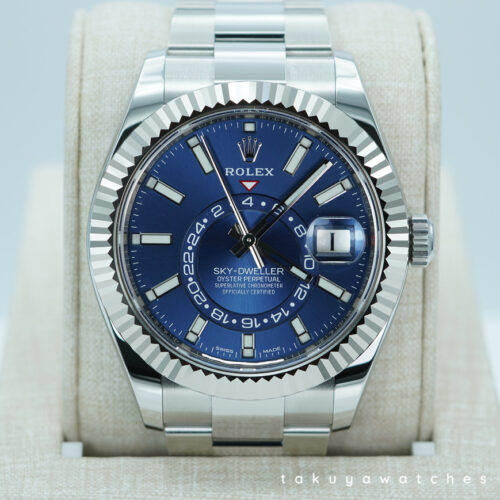 NEW Rolex 326934 SKY-DWELLER BLUE DIAL OYSTER BAND 2021 WARRANTY FULL SET
