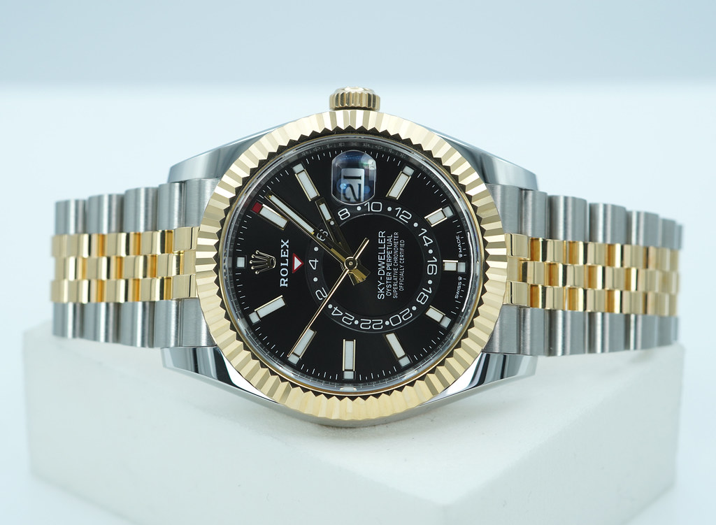 Rolex 336933 SKY-DWELLER YELLOW GOLD STEEL BLACK DIAL JUBILEE BAND