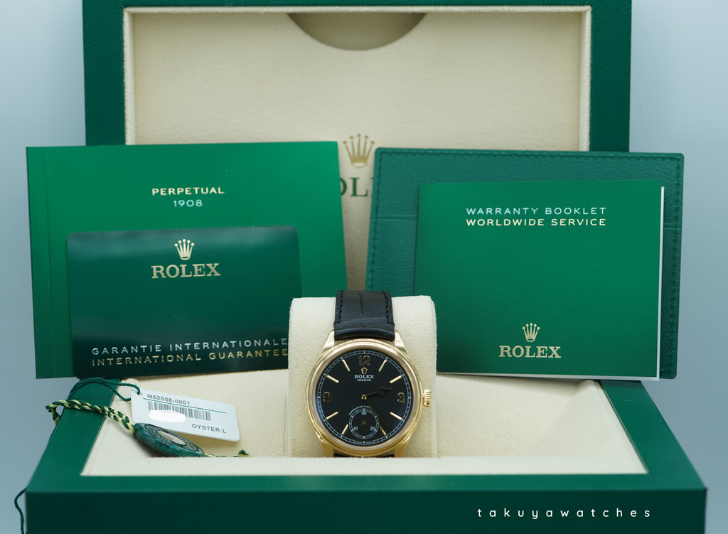 Rolex 52508 PERPETUAL 1908 YELLOW GOLD BLACK DIAL 2025 WARRANTY