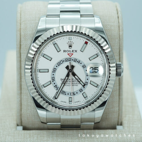 Rolex 326934 SKY-DWELLER WHITE DIAL OYSTER BAND 2023 WARRANTY FULL SET