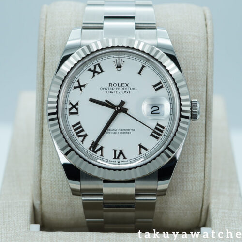 Rolex 126334 DATEJUST 41 FLUTED BEZEL WHITE ROMAN DIAL 2025 WARRANTY FULL SET