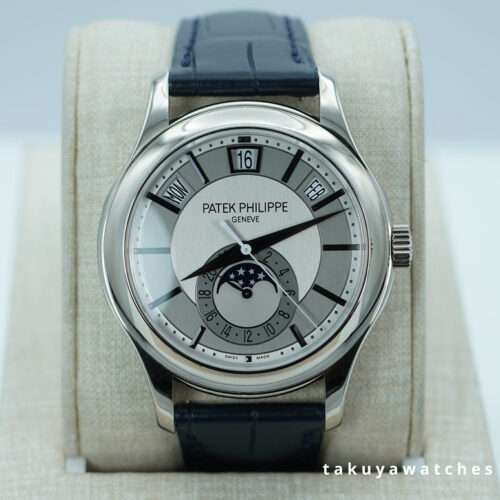 Patek PHILIPPE 5205G ANNUAL CALENDAR WHITE GOLD SILVER DIAL SERVICED 20204 FULL SET