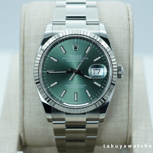Rolex 126234 DATEJUST 36 FLUTED BEZEL MINT GREEN DIAL OYSTER BAND 2026 FULL SET