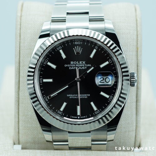 Rolex 126334 DATEJUST 41 FLUTED BEZEL BLACK STICK DIAL 2024 WARRANTY FULL SET
