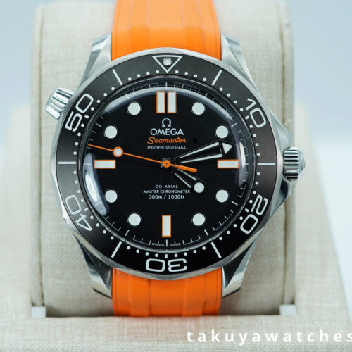 Omega SEAMASTER DIVER 300M STEEL BLACK BEZEL ORANGE STRAP 2025 WARRANTY FULL SET