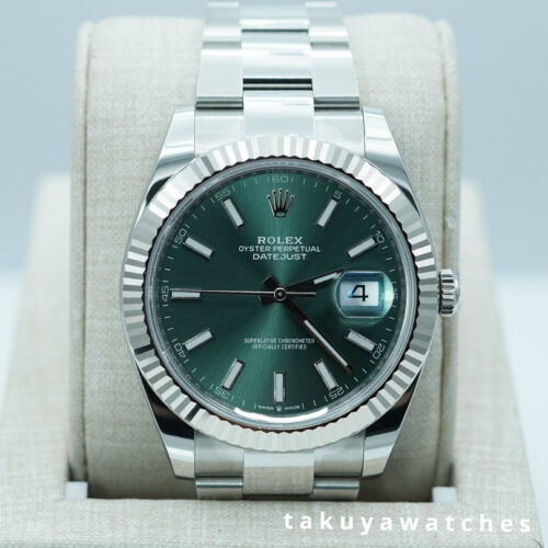 BRAND NEW Rolex 126334 DATEJUST 41 FLUTED BEZEL MINT GREEN DIAL OYSTER 2026 FULL SET
