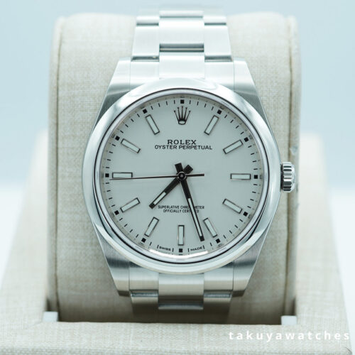 Rolex 114300 OYSTER PERPETUAL WHITE DIAL 39MM 2019 FULL SET
