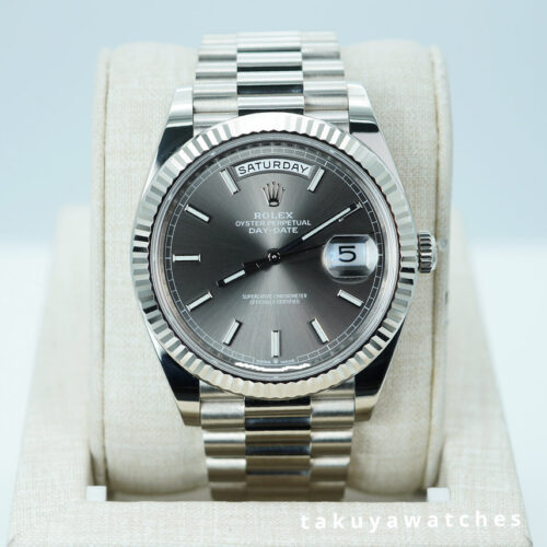 Rolex 228239 DAY DATE 40 WHITE GOLD SLATE DIAL 2023 WARRANTY FULL SET