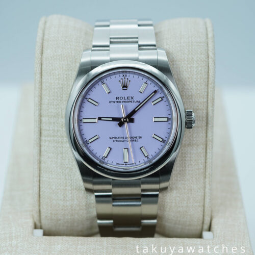 Rolex 124200 OYSTER PERPETUAL 34MM LAVENDER DIAL 2025 WARRANTY FULL SET