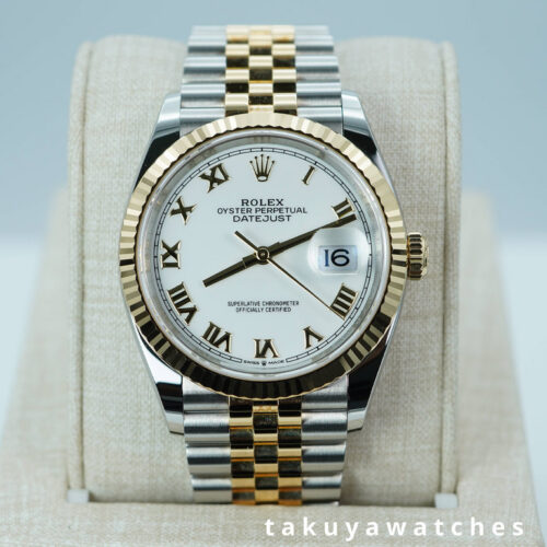 Rolex 126233 DATEJUST 36 18K YG STEEL WHITE ROMAN DIAL JUBILEE BAND 2024 FULL SET