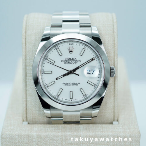 Rolex 126300 DATEJUST 41 WHITE STICK DIAL OYSTER BAND 2026 WARRANTY FULL SET