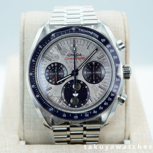 NEW Omega SPEEDMASTER MOONPHASE GREY METEORITE DIAL BLUE BEZEL 2025 FULL SET