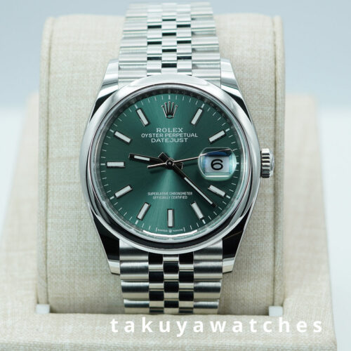 BRAND NEW Rolex 126200 DATEJUST 36 MINT GREEN DIAL JUBILE BAND 2026 WARRANTY FULL SET