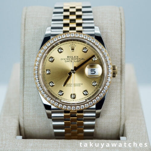 Rolex 126283RBR DATEJUST 36 GOLD DIAMOND BEZEL CHAMPAGNE DIAMOND DIAL JUBILEE BAND 2026 FULL SET