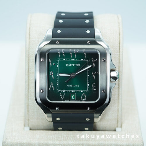 Cartier SANTOS DE CARTIER WSSA0055 LARGE MODEL GREEN ARABIC DIAL 2025 WARRANTY FULL SET