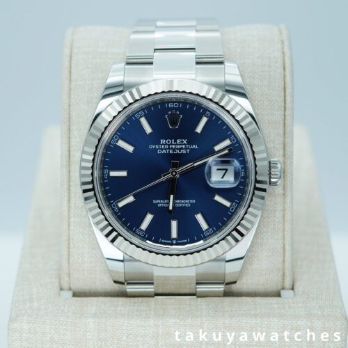 NEW Rolex 126334 DATEJUST 41 FLUTED BEZEL BLUE STICK DIAL OYSTER BAND 2025 FULL SET