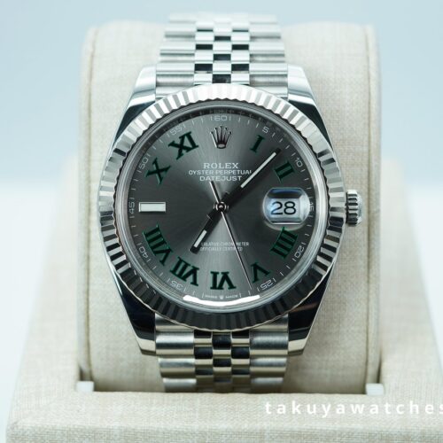 Rolex 126334 DATEJUST 41 FLUTED BEZEL WIMBLEDON DIAL JUBILEE BAND 2023 WARRANTY FULL SET