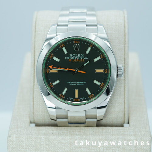 Rolex 116400GV MILGAUSS GREEN CRYSTAL BLACK DIAL FULL SET