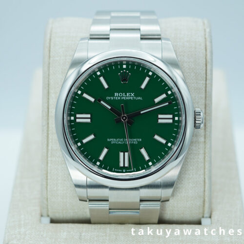 Rolex 124300 OYSTER PERPETUAL 41 GREEN DIAL 2022 WARRANTY FULL SET