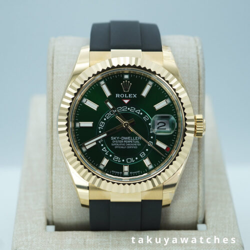BRAND NEW Rolex 336238 SKY-DWELLER 18K YELLOW GOLD GREEN DIAL OYSTERFLEX 2026 FULL SET