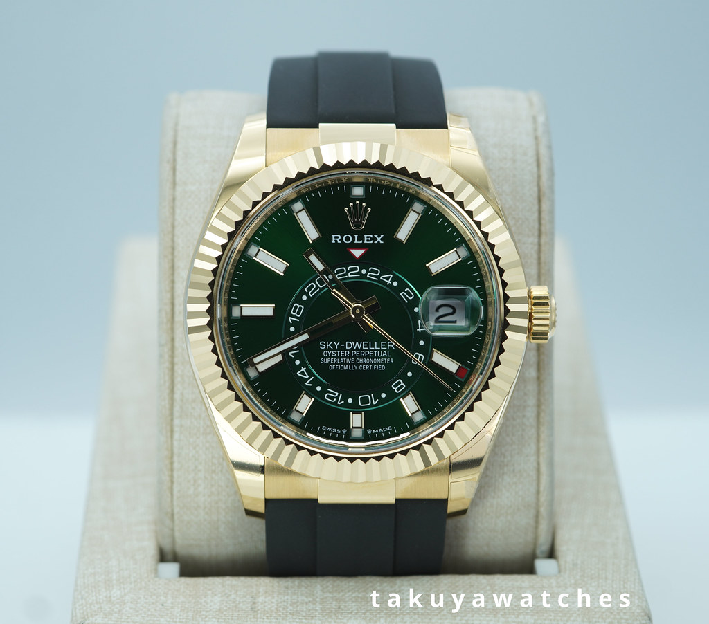 BRAND NEW Rolex 336238 SKY-DWELLER 18K YELLOW GOLD GREEN DIAL