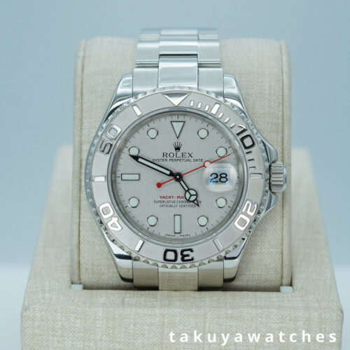 Rolex 16622 YACHTMASTER STEEL PLATINUM BEZEL PLATINUM DIAL RSC SERVICED BOXES PAPERS