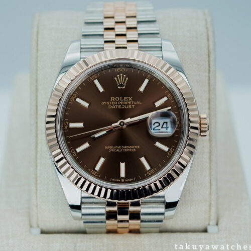 Rolex 126331 DATEJUST 41 ROSE GOLD STEEL CHOCOLATE DIAL JUBILEE RSC SERVICED 2025 FULL SET