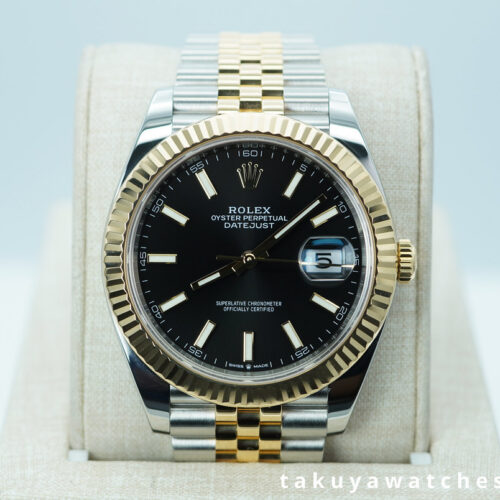 Rolex 126333 DATEJUST 41 YELLOW GOLD STAINLESS STEEL BLACK DIAL JUBILEE BAND BOXES PAPERS