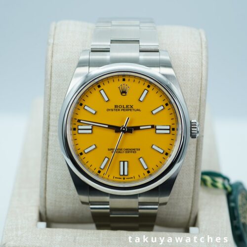NEW Rolex 124300 OYSTER PERPETUAL 41 YELLOW DIAL 2023 WARRANTY FULL SET