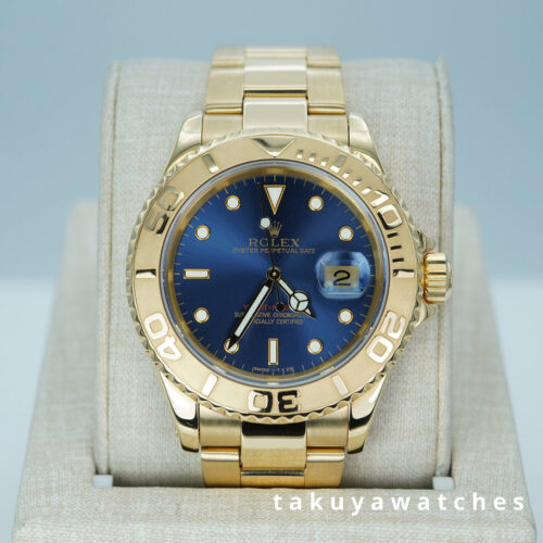 Rolex 16628 YACHTMASTER YELLOW GOLD BLUE DIAL RSC SERVICED 2025 WARRANTY FULL SET