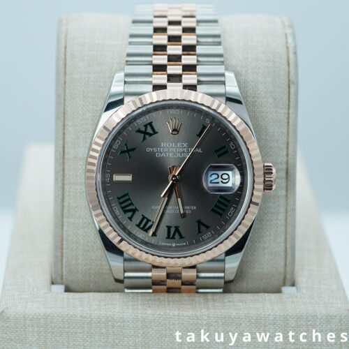 Rolex 126231 DATEJUST 36 STEEL ROSE GOLD WIMBLEDON DIAL JUBILEE BAND FULL SET